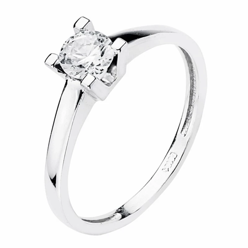 Solitario oro blanco 18k circonita 5mm. [AA2291]