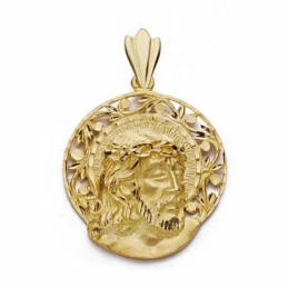 Cabeza rostro Cristo oro 18k aureola  [AA2310]