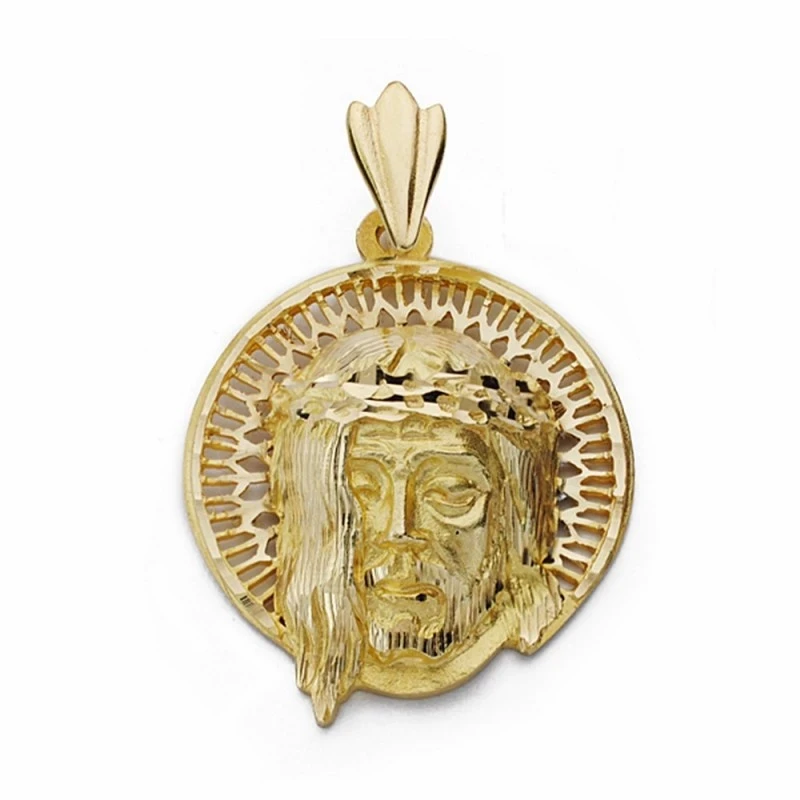 Cabeza rostro Cristo oro 18k aureola  [AA2311]