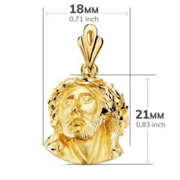 Cabeza rostro Cristo oro 18k Murillo 24mm.  [AA2313]