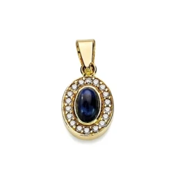 Colgante oro 18k piedra azul 9mm. circonitas oval [AA2345]