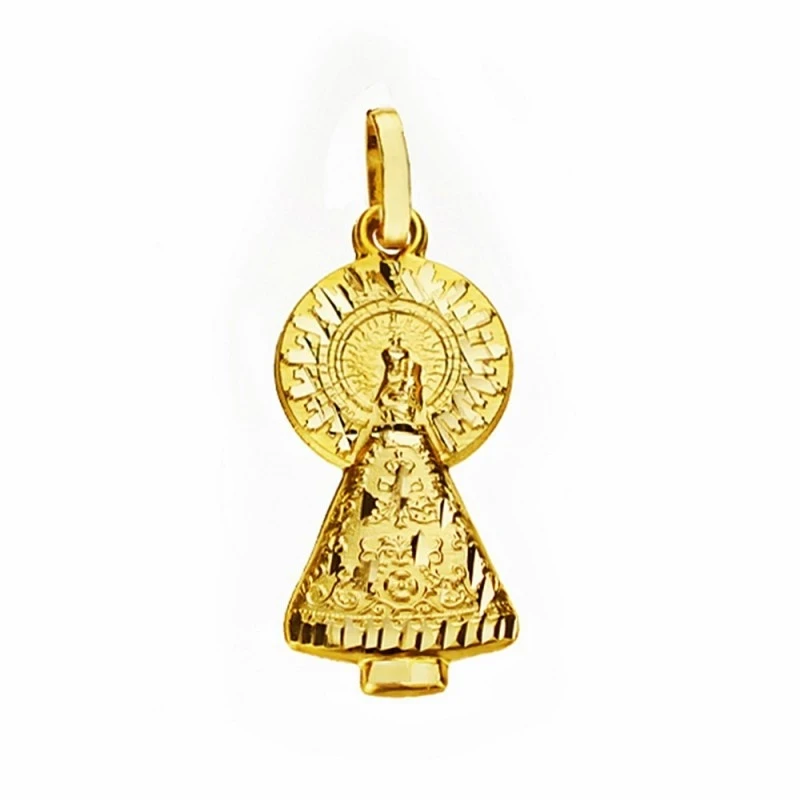 Colgante oro 18k Virgen Pilar silueta 25mm. [AA2522]