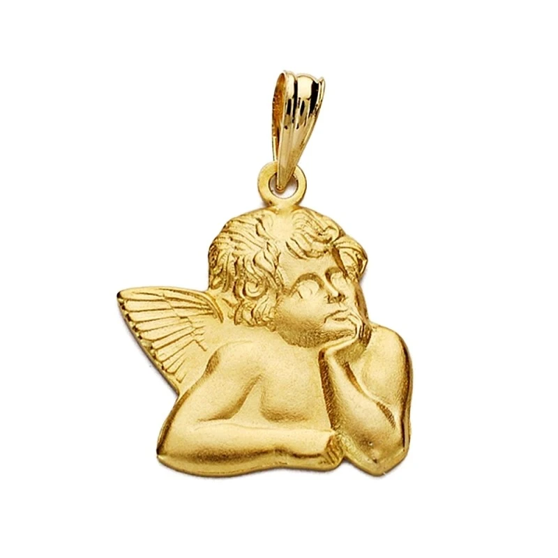 Colgante oro 18k ángel burlón Querubín silueta 20mm. [AA2525]