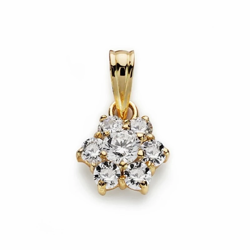 Colgante oro 18k cuajo 7 circonitas 10mm. [AA2626]