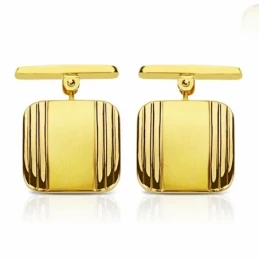 Gemelos oro 18k cuadrados 14mm. mate y brillo [AA2638]