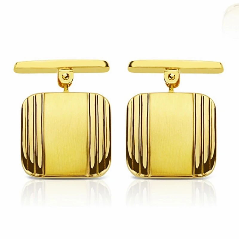 Gemelos oro 18k cuadrados 14mm. mate y brillo [AA2638]