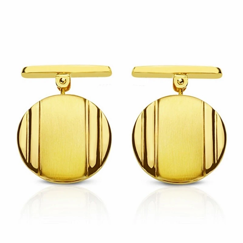 Gemelos oro 18k redondos 15mm. mate y brillo [AA2641]