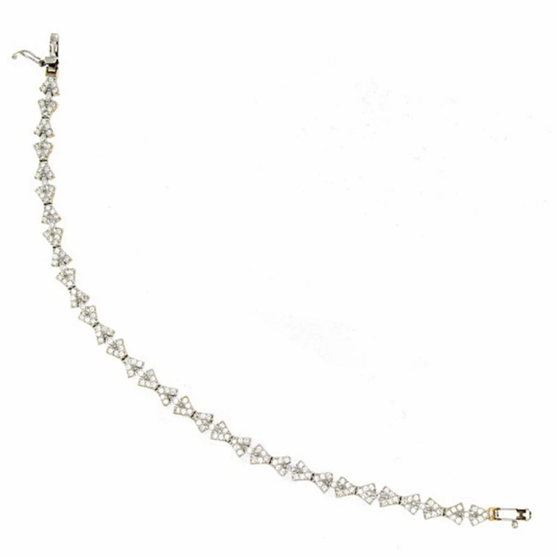 Pulsera oro 18k bicolor 19.5cm. circonitas [AA2675]
