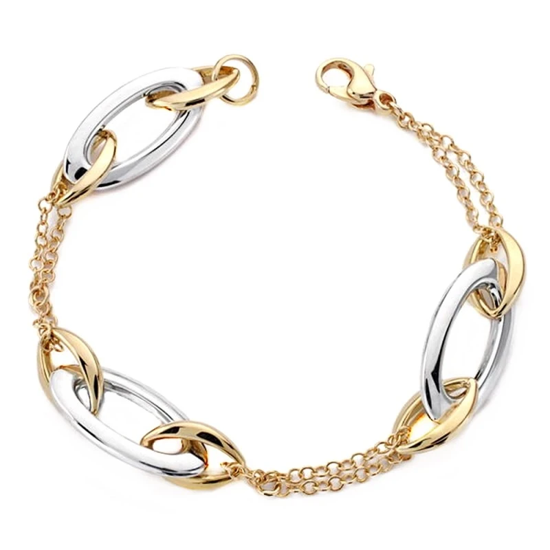 Pulsera oro 9k bicolor hueca 19.5cm.  [AA2715]