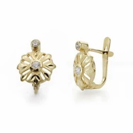 Pendientes oro 18k cubanas 11mm. circonitas cierre catalán [AA2040]