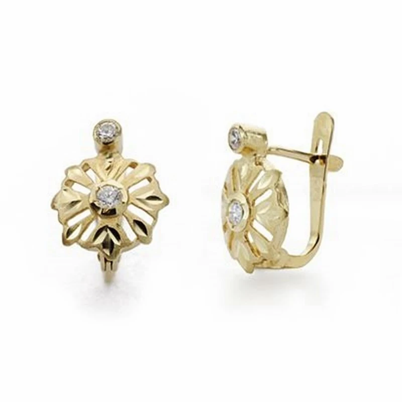 Pendientes oro 18k cubanas 11mm. circonitas cierre catalán [AA2040]