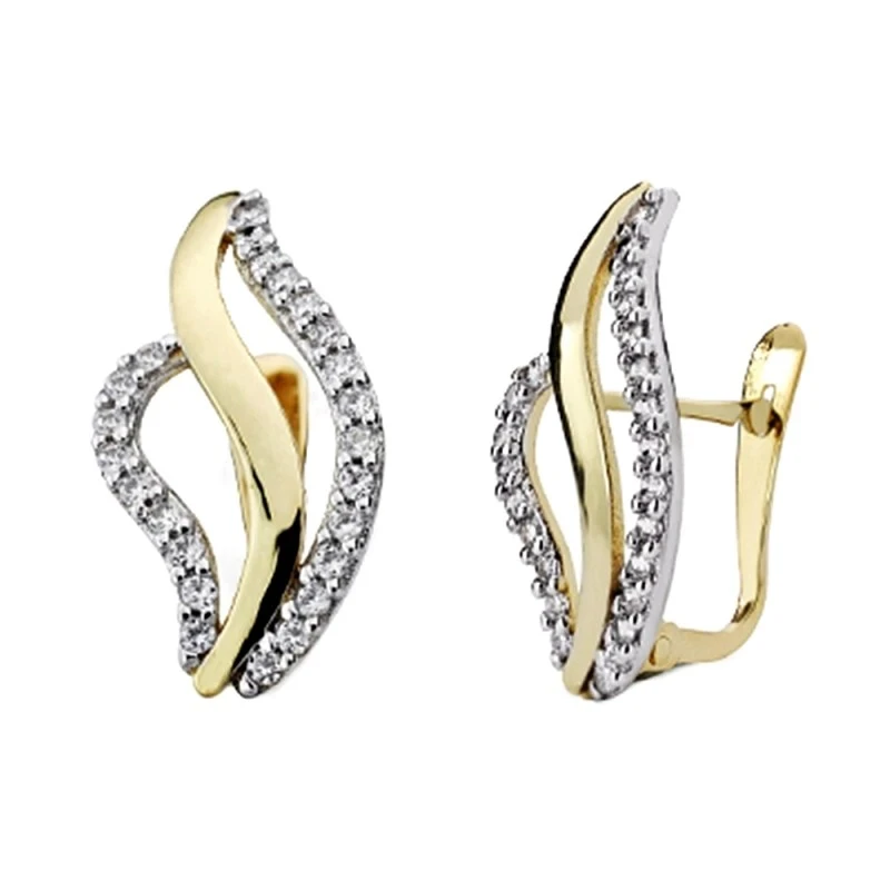 Pendientes oro 18k bicolor 20mm. circonitas cierre catalán [AA2054]