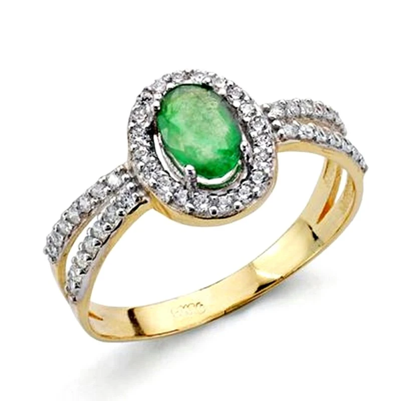 Sortija oro 18k esmeralda circonitas [AA2220]