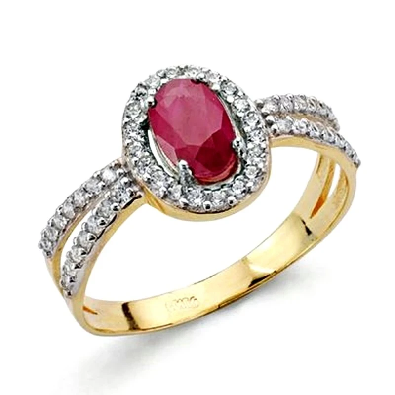 Sortija oro 18k rubí circonitas [AA2221]