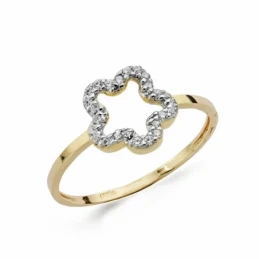 Sortija oro 18k bicolor flor circonitas [AA2229]