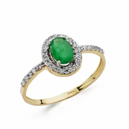 Sortija oro 18k bicolor esmeralda 6mm. circonitas [AA2233]