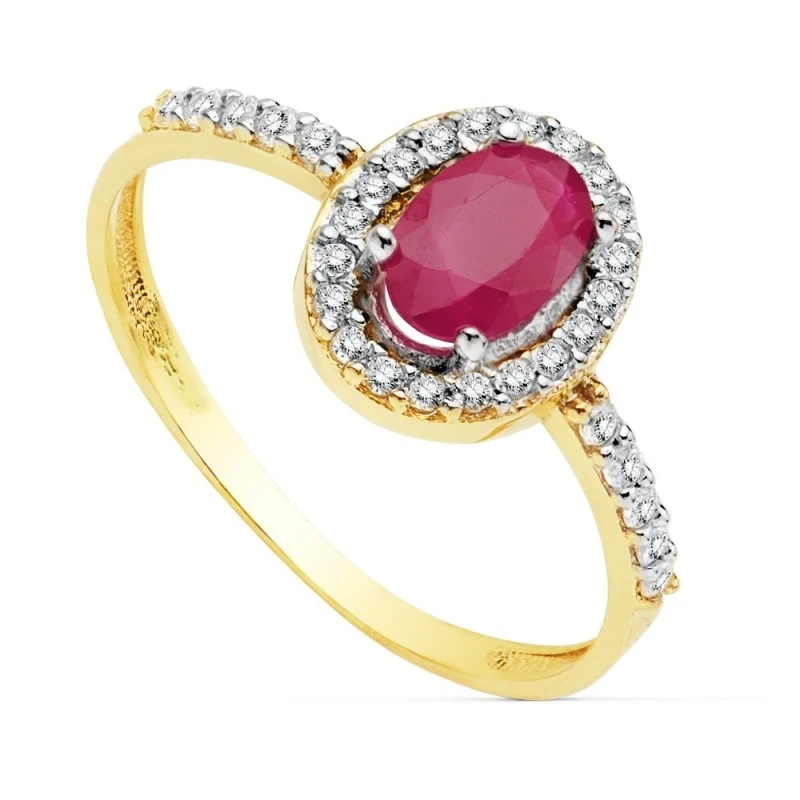 Sortija oro 18k bicolor rubí circonitas [AA2234]