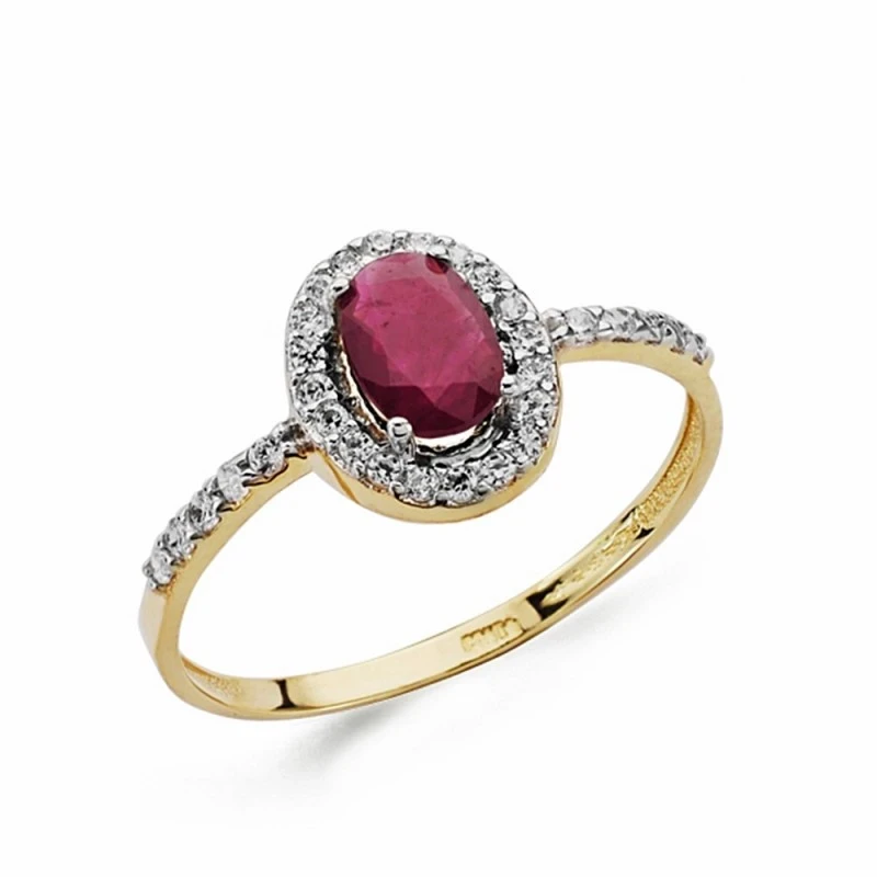 Sortija oro 18k bicolor rubí circonitas [AA2234]