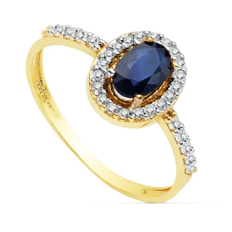 Sortija oro 18k bicolor zafiro circonitas [AA2235]