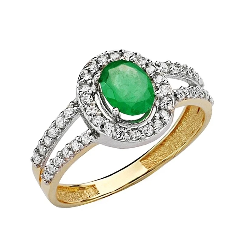 Sortija oro 18k esmeralda circonitas  [AA2240]