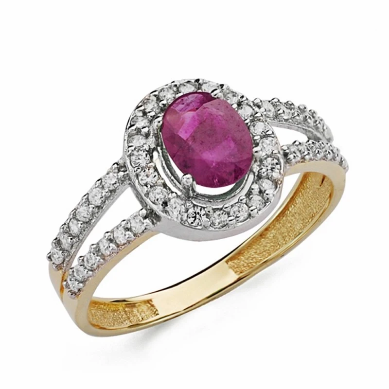 Sortija oro 18k rubí circonitas  [AA2241]