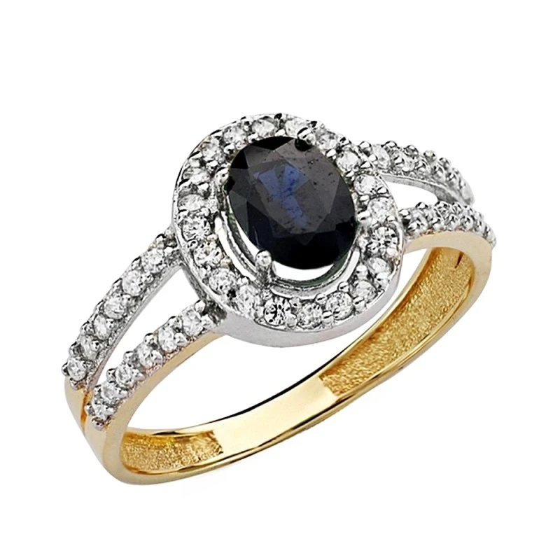 Sortija oro 18k zafiro circonitas  [AA2242]