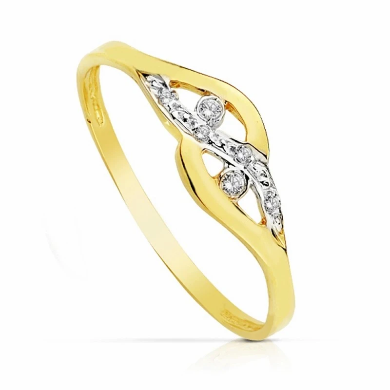Sortija oro 18k bicolor circonitas [AA2259]