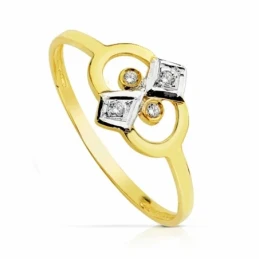 Sortija oro 18k bicolor circonitas 9mm. [AA2260]
