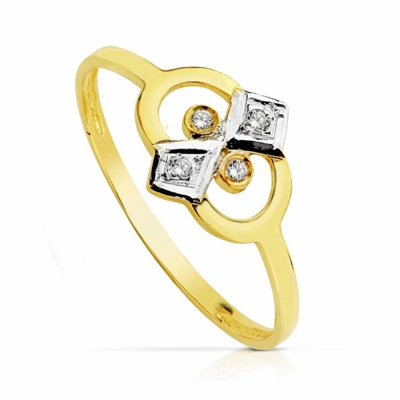 Sortija oro 18k bicolor circonitas 9mm. [AA2260]