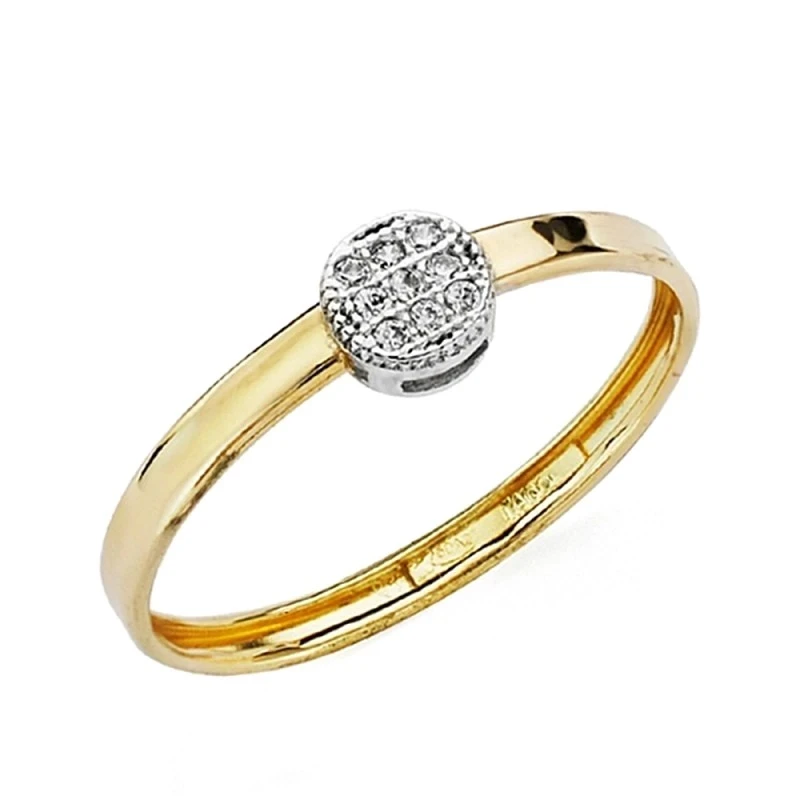 Sortija oro 18k bicolor circonitas redondo [AA2267]