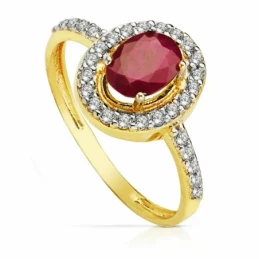 Sortija oro 18k bicolor rubí 7mm. circonitas [AA2293]