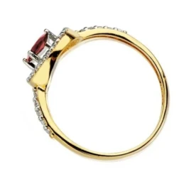Sortija oro 18k bicolor rubí 7mm. circonitas [AA2293]