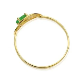 Sortija oro 18k bicolor esmeralda 5mm. circonitas [AA2295]