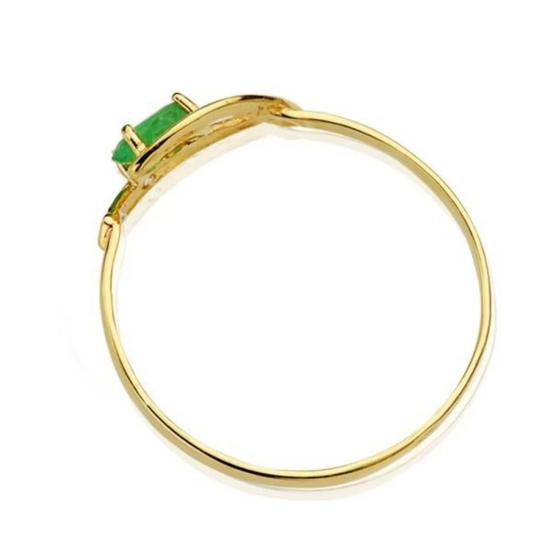Sortija oro 18k bicolor esmeralda 5mm. circonitas [AA2295]