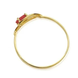 Sortija oro 18k bicolor rubí 5mm. circonitas [AA2296]