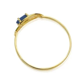 Sortija oro 18k bicolor zafiro 5mm. circonitas [AA2297]