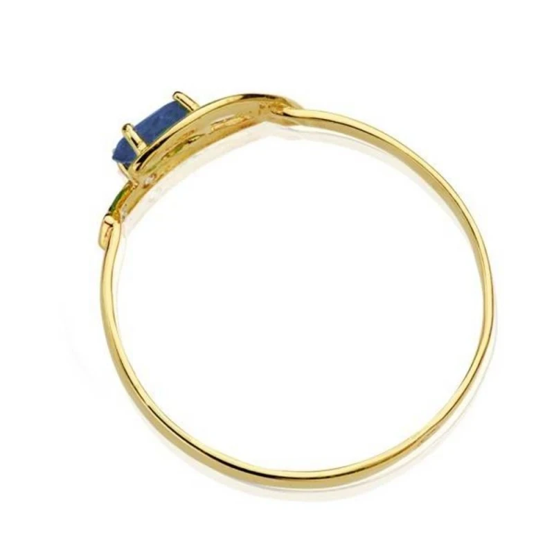 Sortija oro 18k bicolor zafiro 5mm. circonitas [AA2297]