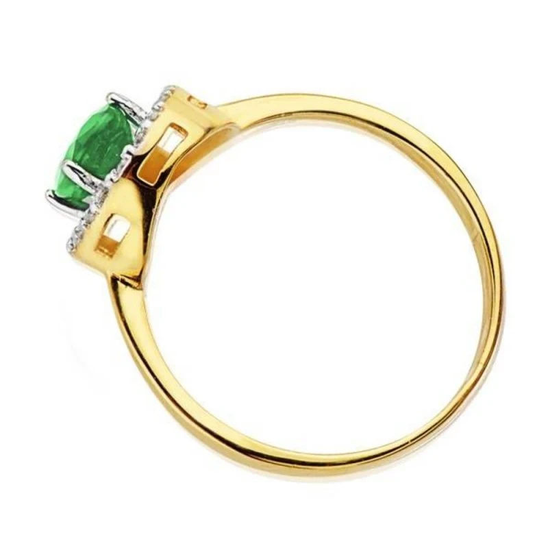 Sortija oro 18k bicolor esmeralda 7mm. circonitas [AA2298]