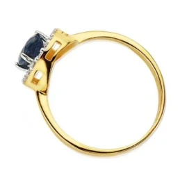 Sortija oro 18k bicolor zafiro 7mm. circonitas [AA2300]