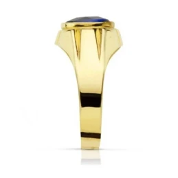 Sello oro 18k piedra espinela azul 10mm. [AA2301]
