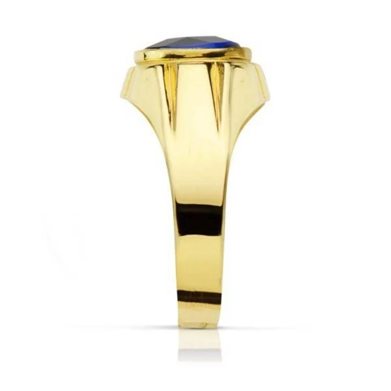Sello oro 18k piedra espinela azul 10mm. [AA2301]