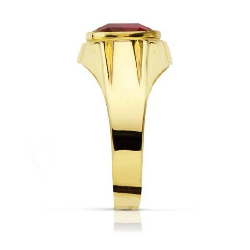 Sello oro 18k piedra espinela roja 10mm. [AA2302]