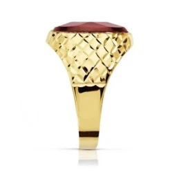 Sello oro 18k piedra espinela roja 14mm. oval [AA2304]