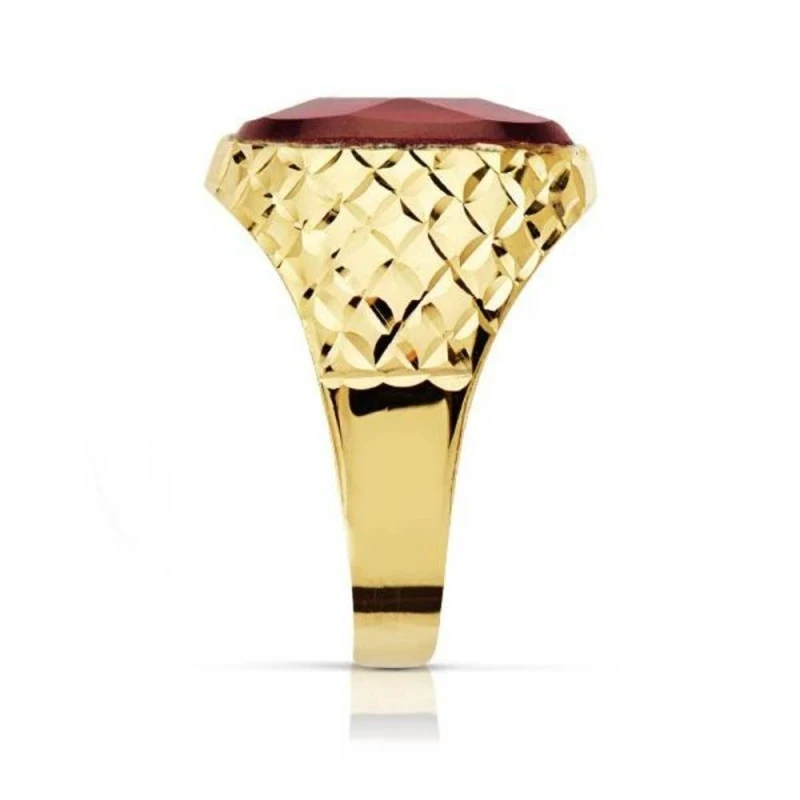 Sello oro 18k piedra espinela roja 14mm. oval [AA2304]
