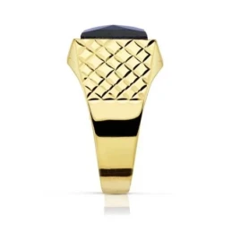 Sello oro 18k piedra espinela azul 10mm. cuadrado [AA2307]