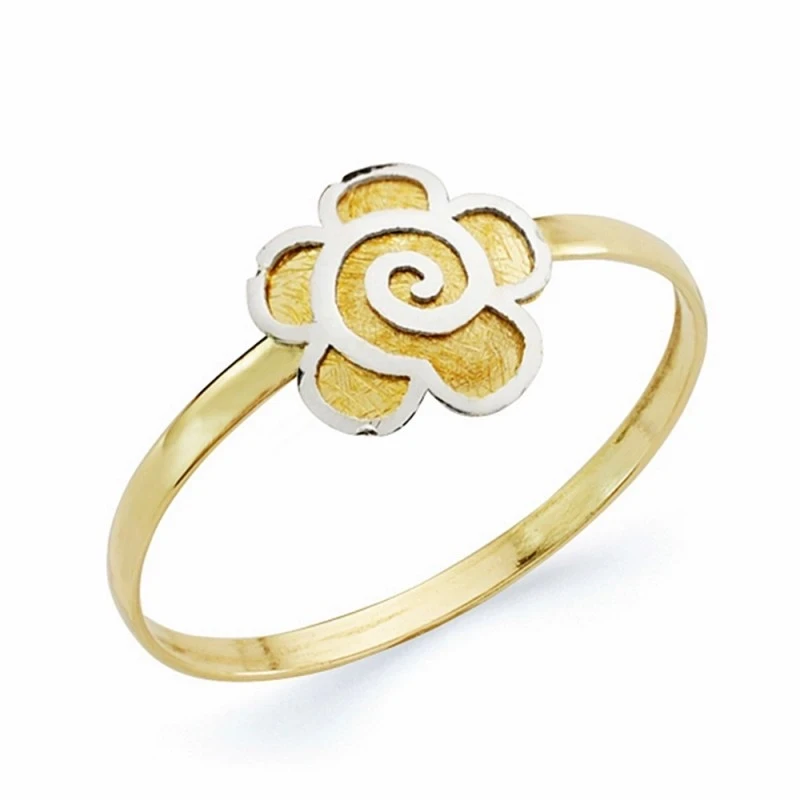 Sortija oro 18k bicolor flor [AA2327]