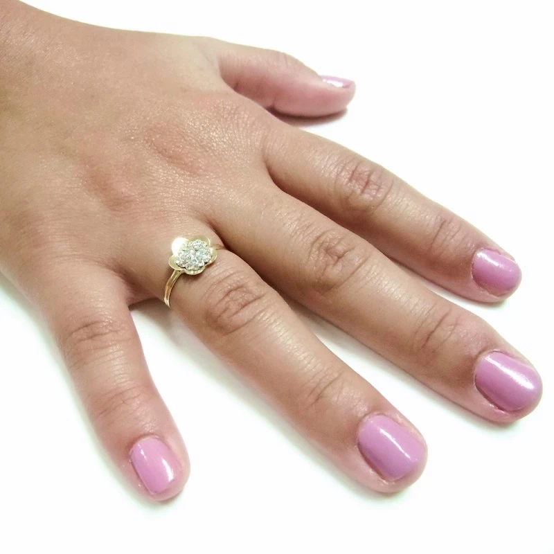 Sortija oro 18k flor circonitas [AA2334]