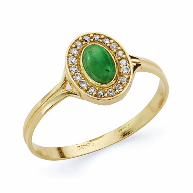 Sortija oro 18k piedra verde 9mm. oval [AA2344]