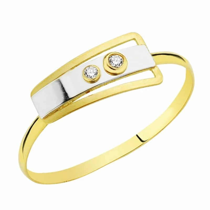 Sortija oro 18k bicolor circonitas [AA2375]