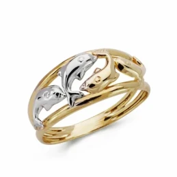 Sortija oro 18k bicolor delfines [AA2432]